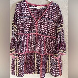 Maeve Anthropologie Women’s Small
Multicolor Boho Women Top Silk Bell Sleeves